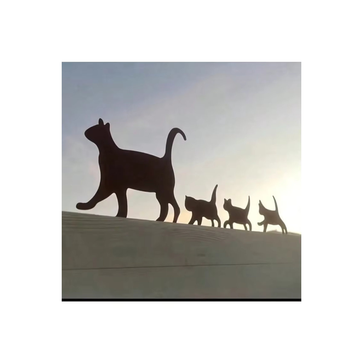 Anself Katzen-Gartenskulptur Mutterkatze und Kätzchen Statue aus Metall in Schwarz - Bild 5