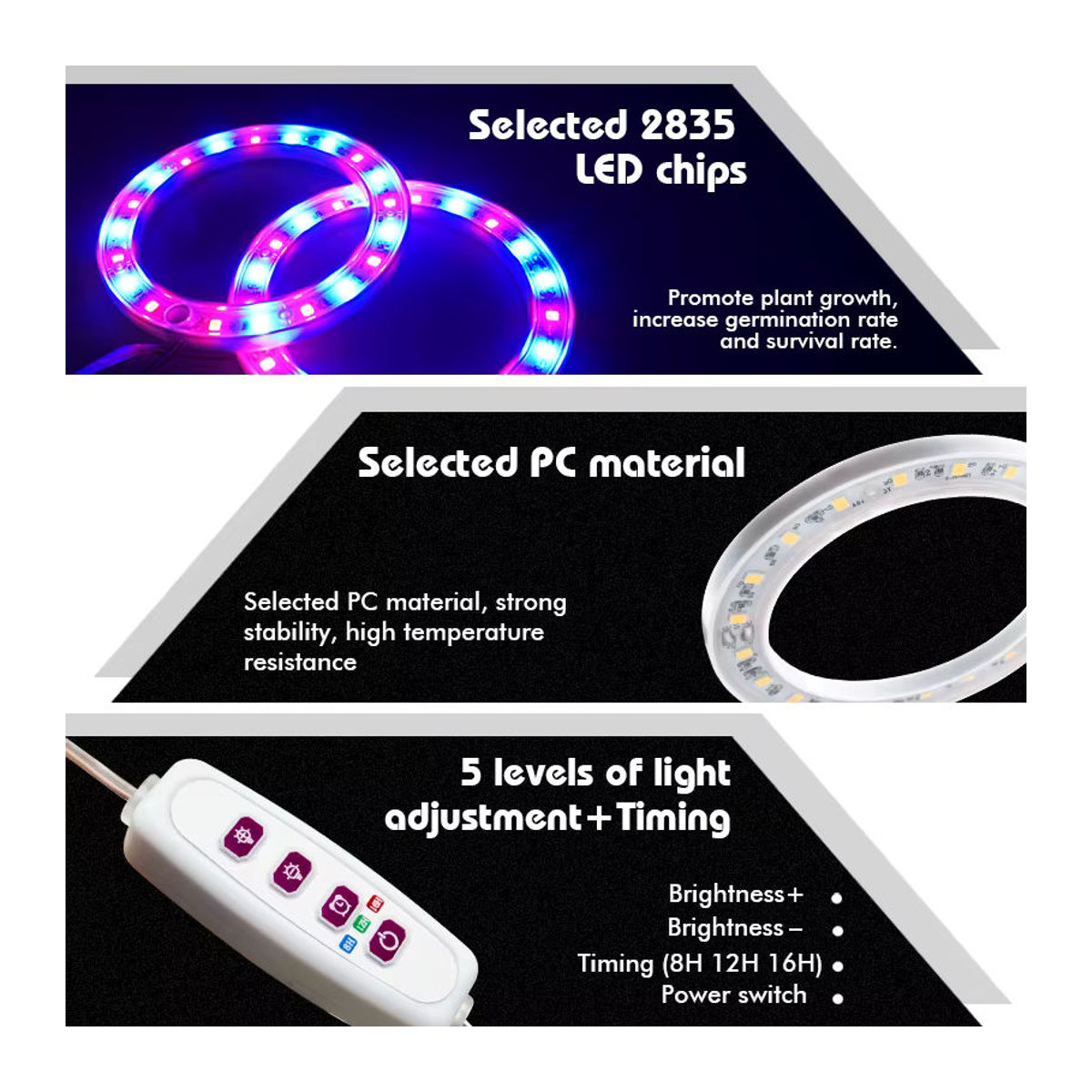 Antenso LED-Vollspektrum-Pflanzenwachstumslicht mit USB-Anschluss, höhenverstellbar und dimmbar mit Timer für Zimmerpflanzen und Kräuter - Bild 5