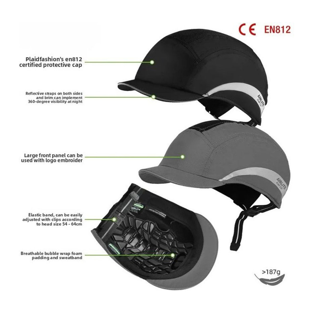 Anti-Kollision Baseball Cap für Männer mit hartem ABS-Schutzschild für Outdoor und Sport - Bild 1