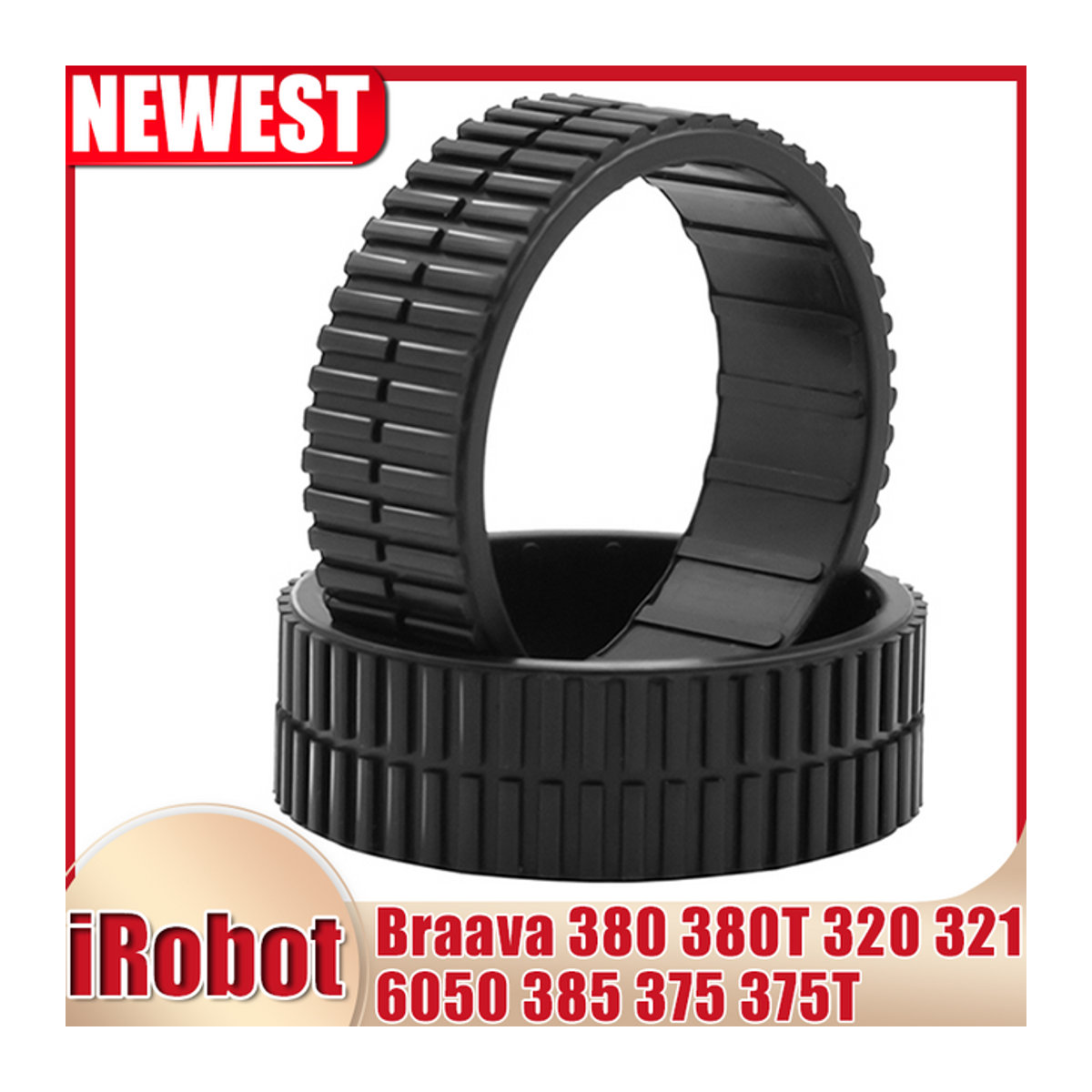 Anti-Rutsch-Lenkrollen-Reifen in Schwarz für iRobot Braava 380 380T 320 321 345 6050 385 375 375T Mint Plus 4200 4205 5200 Saugroboter - Bild 1