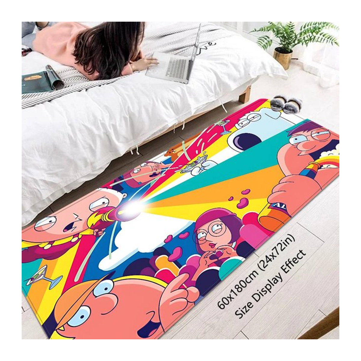 Anti-Rutsch Teppich mit Peter Griffin Motiv von Potdemiel, mehrfarbig bedruckt für Wohnzimmer und Balkon - Bild 1