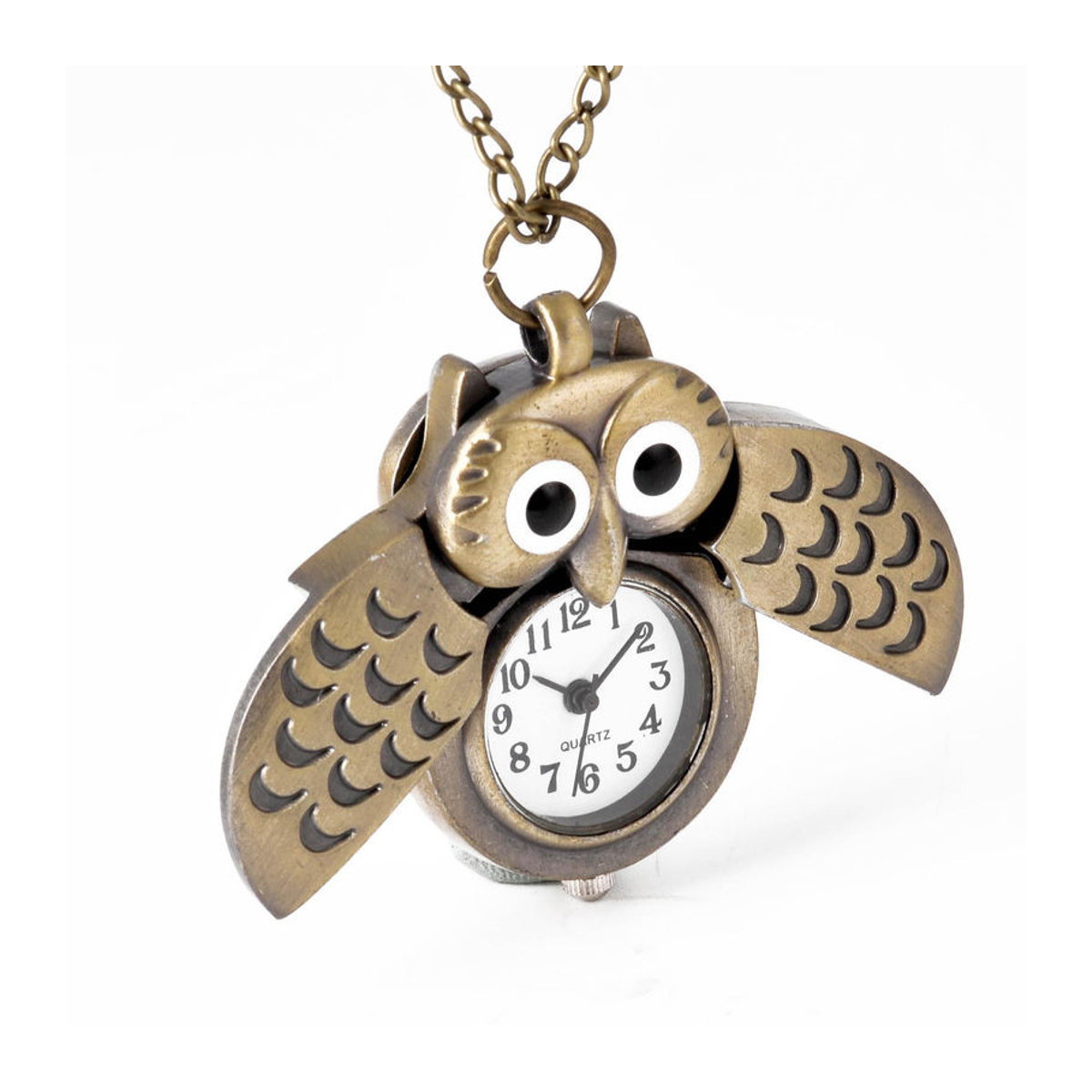 Antike Bronze Eule Taschenuhr 6104 mit Quarzwerk aus Metall in Gold und Braun - Bild 3