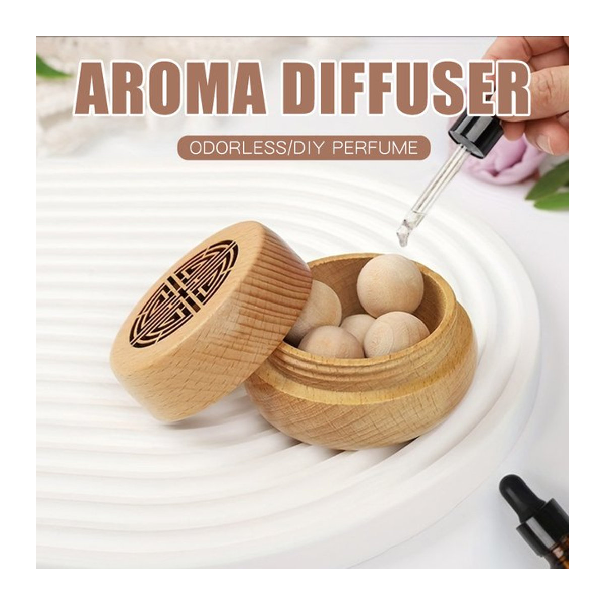 Antike DIY Duft-Holzkiste als passiver Aroma Diffusor in Braun für Wohnzimmer, Schlafzimmer und Auto - Bild 1