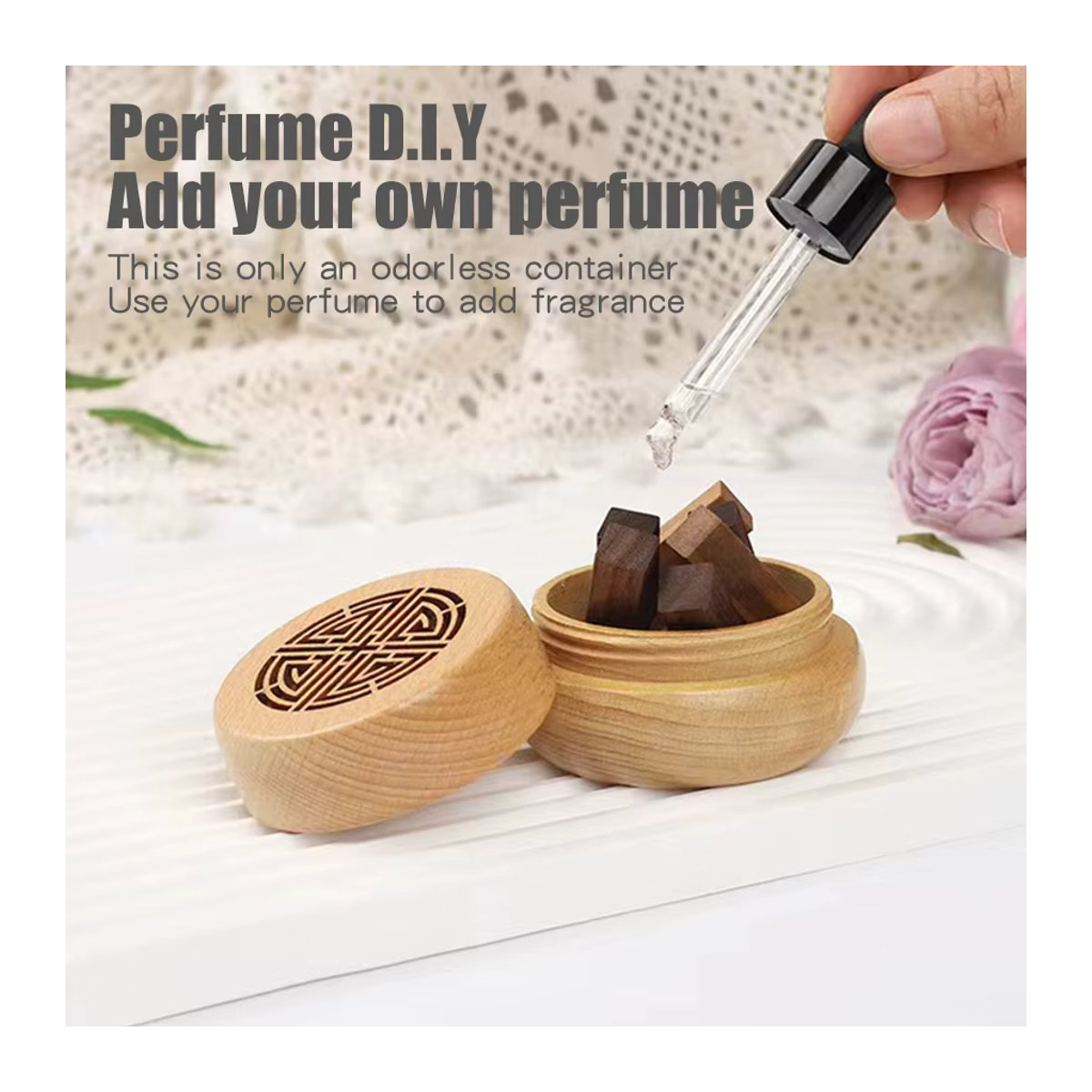 Antike DIY Duft-Holzkiste als passiver Aroma Diffusor in Braun für Wohnzimmer, Schlafzimmer und Auto - Bild 2