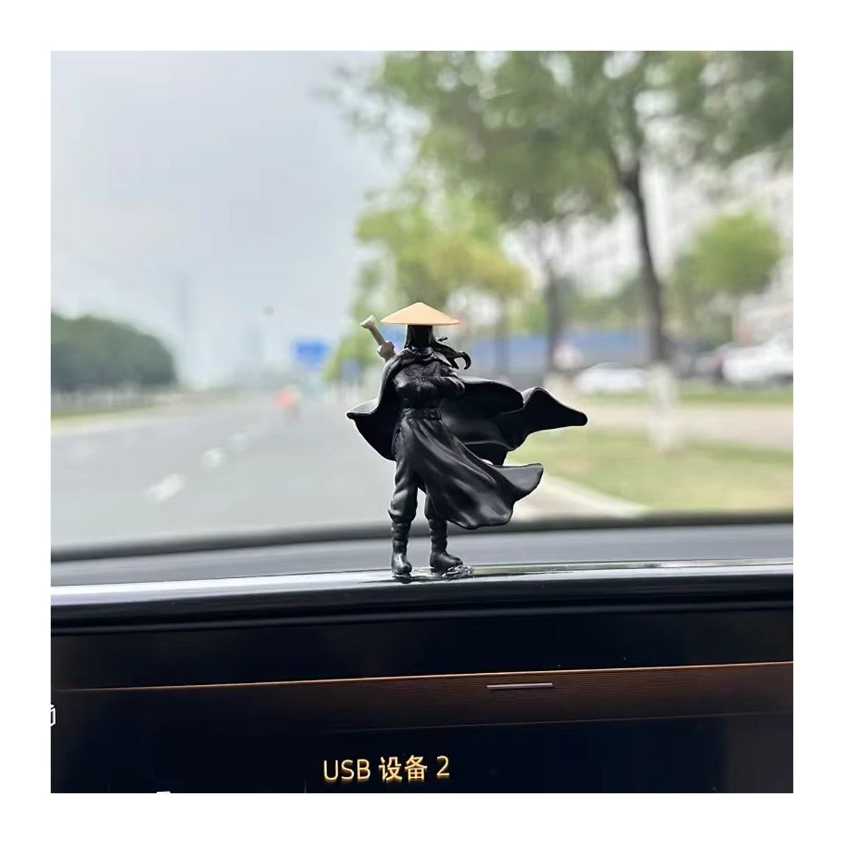 Antike Ritter-Figur Jianghu Ritter als Dekorationsfigur für dein Auto oder den Schreibtisch, Schwarz, Kunstharz - Bild 3