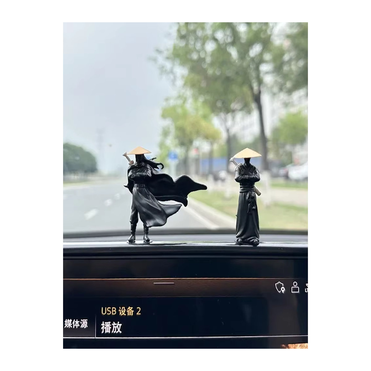 Antike Ritter-Figur Jianghu Ritter als Dekorationsfigur für dein Auto oder den Schreibtisch, Schwarz, Kunstharz - Bild 6
