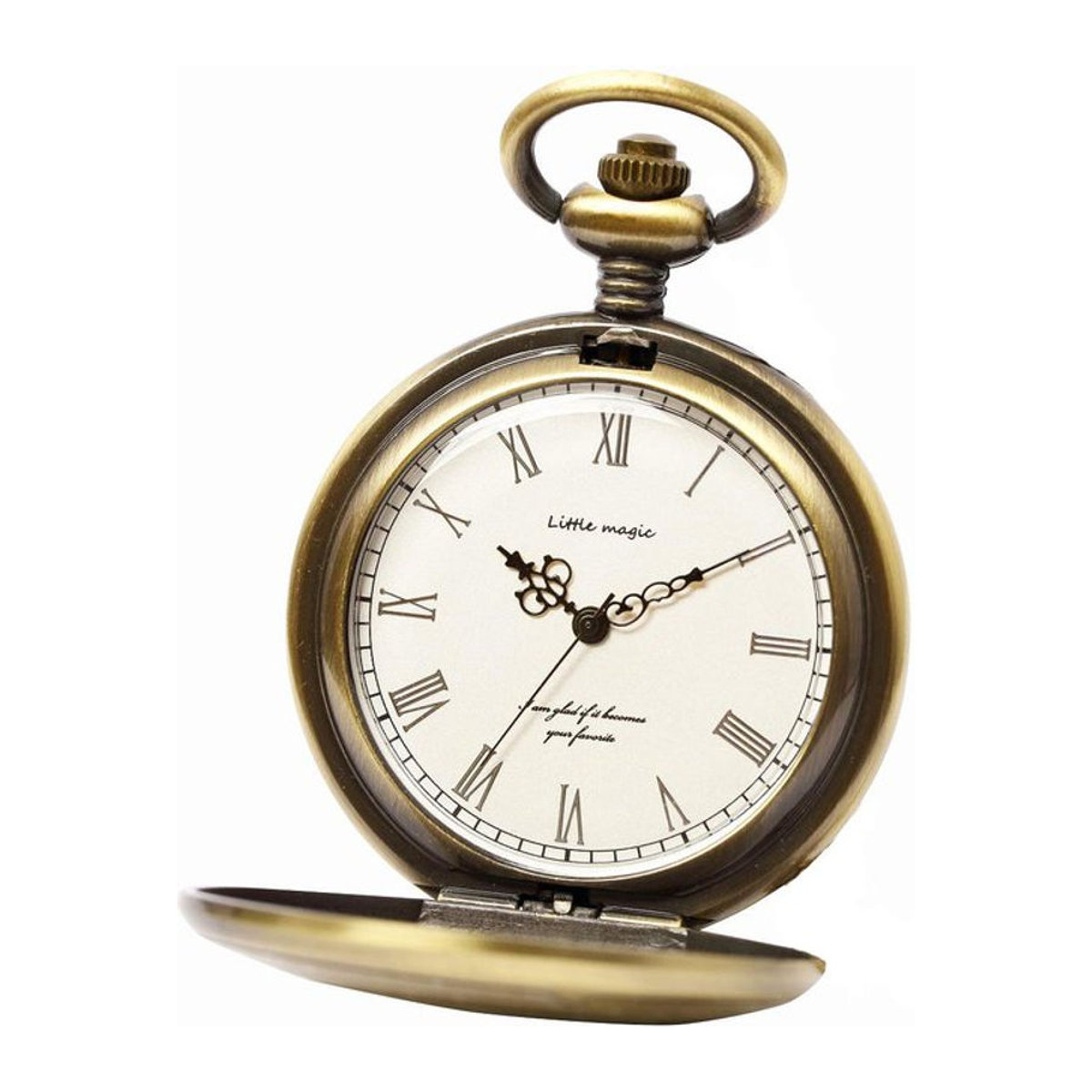 Antike Taschenuhr mit japanischem Uhrwerk in Weiß und Gold mit rundem Zifferblatt und Lederarmband für Damen und Herren - Bild 1