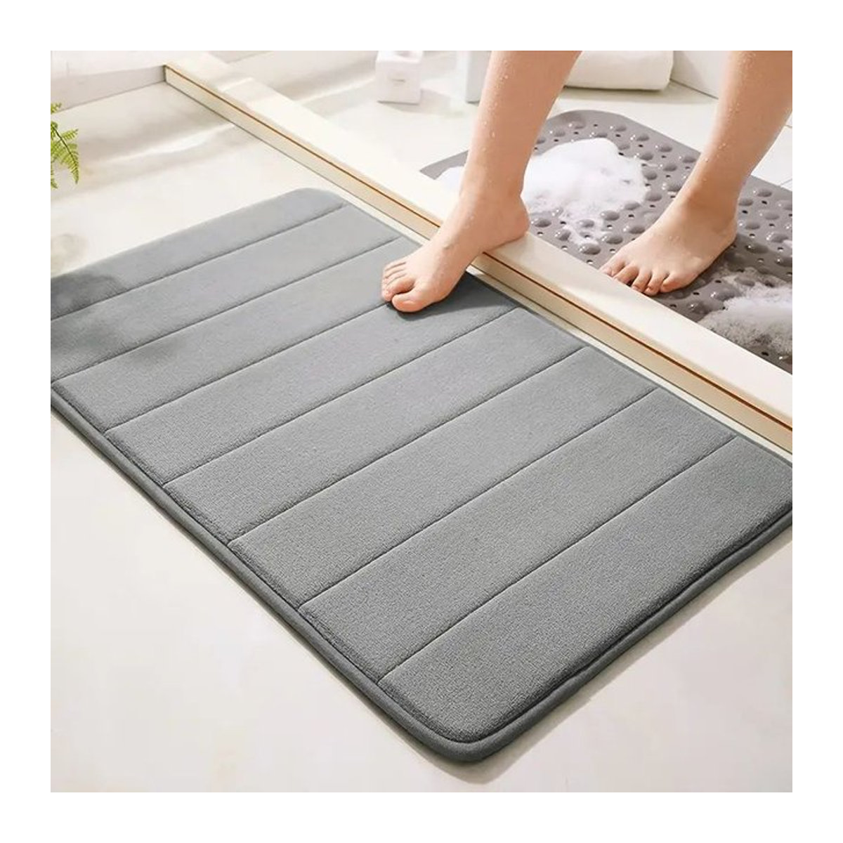 Antirutsch Badematte aus Memory-Schaum in Grau, B/B: 50 x 80 cm - Bild 1