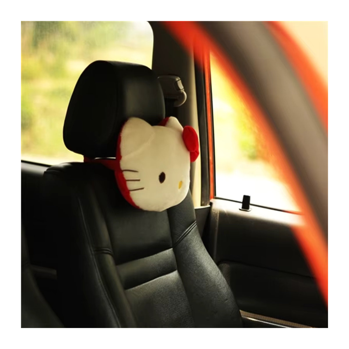 Aoger Hello Kitty Nackenkissen im japanischen Stil, gefüllte Katzen-Kopfstütze in Weiß für Autositz und Gaming-Stuhl - Bild 2