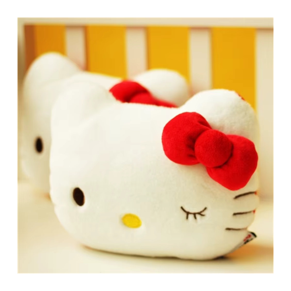 Aoger Hello Kitty Nackenkissen im japanischen Stil, gefüllte Katzen-Kopfstütze in Weiß für Autositz und Gaming-Stuhl - Bild 4