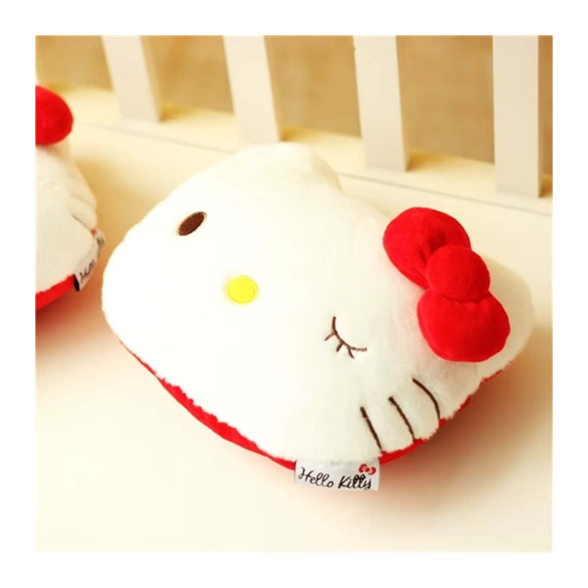 Aoger Hello Kitty Nackenkissen im japanischen Stil, gefüllte Katzen-Kopfstütze in Weiß für Autositz und Gaming-Stuhl - Bild 5