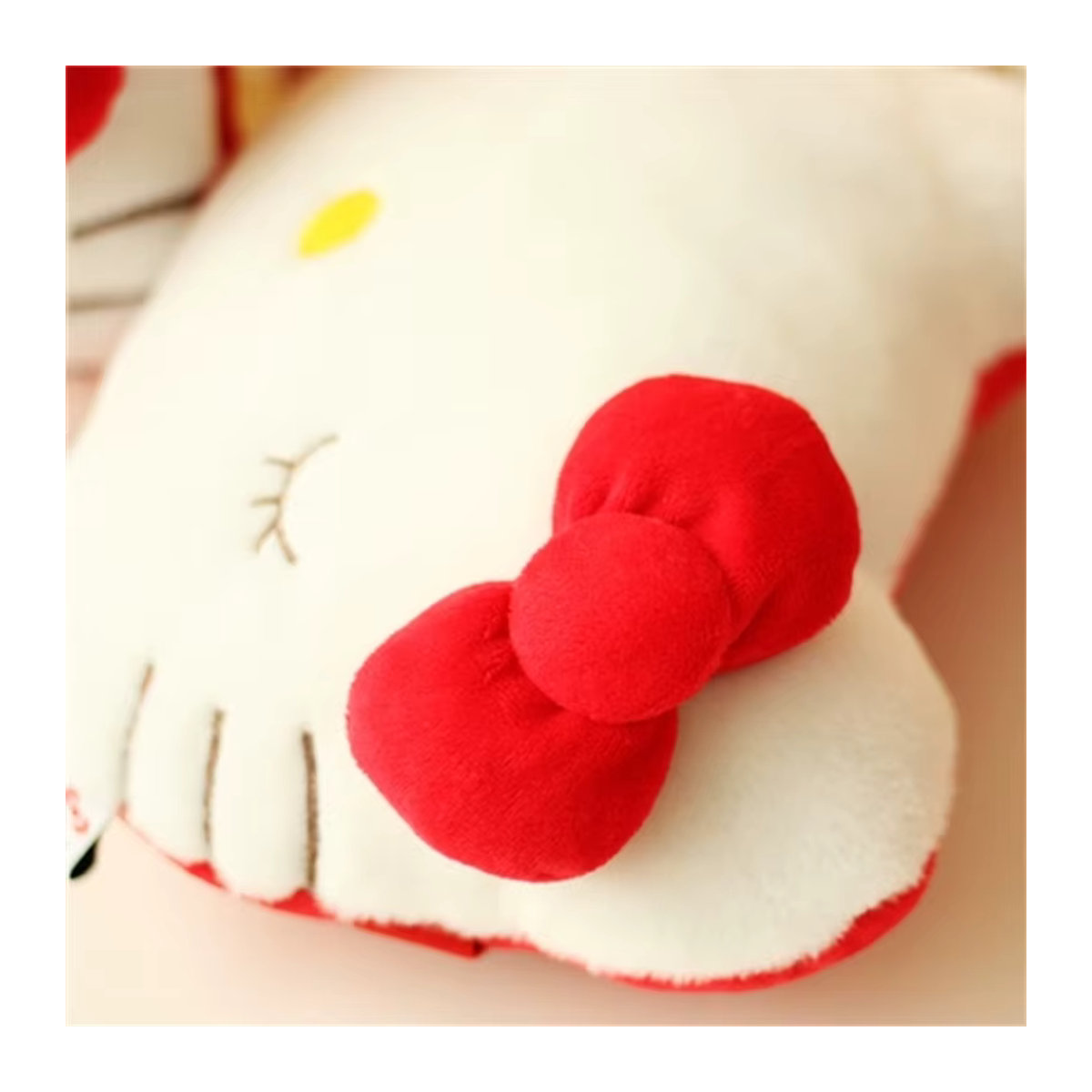 Aoger Hello Kitty Nackenkissen im japanischen Stil, gefüllte Katzen-Kopfstütze in Weiß für Autositz und Gaming-Stuhl - Bild 6