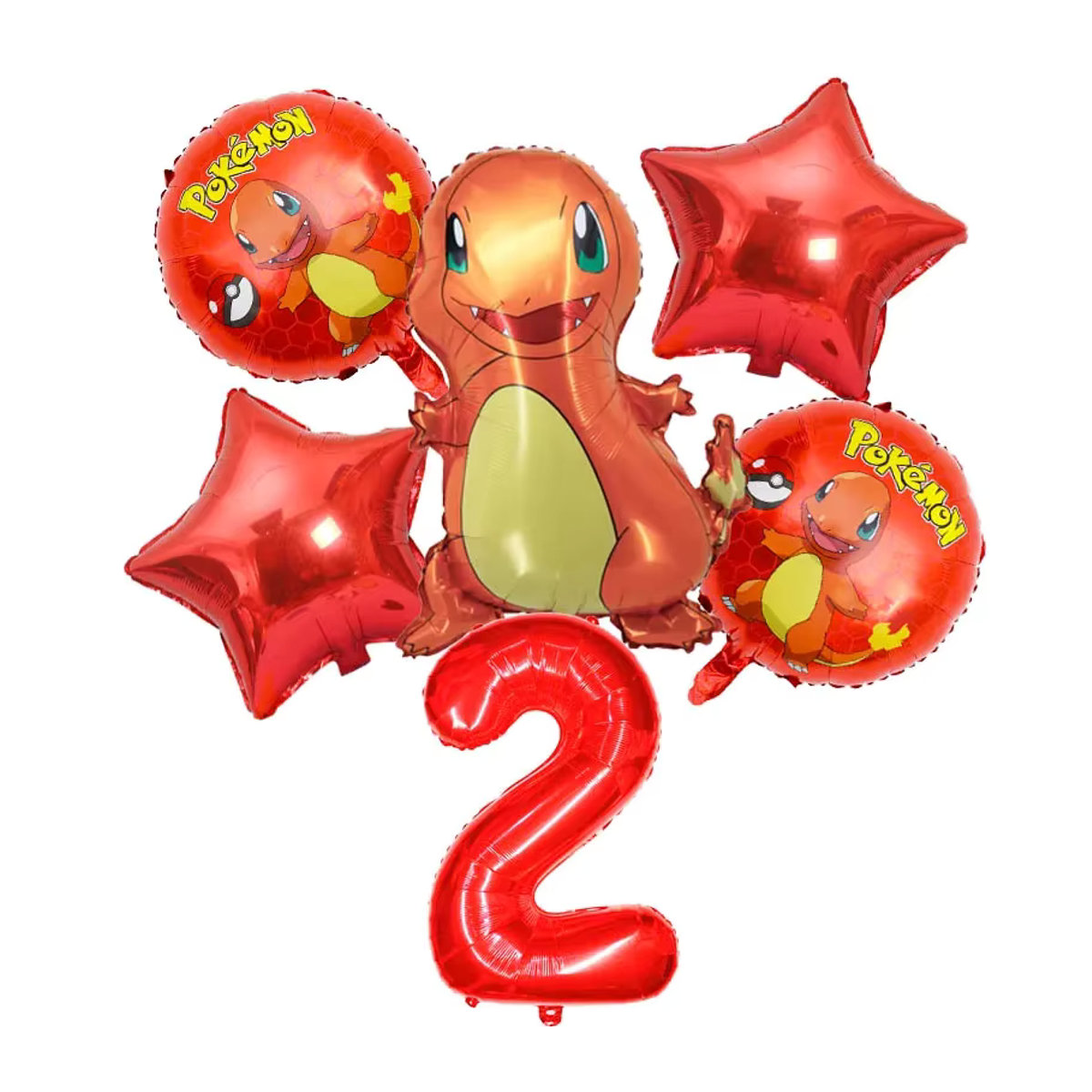 Aoger Pokemon Geburtstag Folienballons Set mit Zahlen und Figuren Pikachu Squirtle Charmander, mehrfarbig - Bild 3
