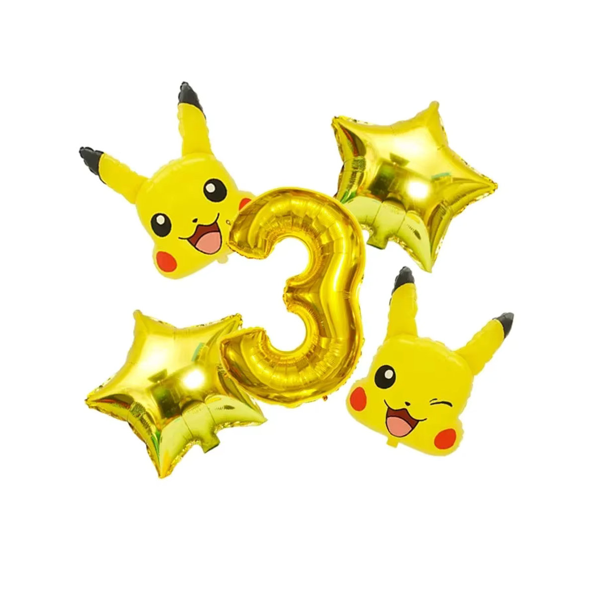Aoger Pokemon Pikachu Folienballon Set in Gold für Kinder Geburtstag und Babyparty, Durchmesser: 81,28 cm - Bild 2