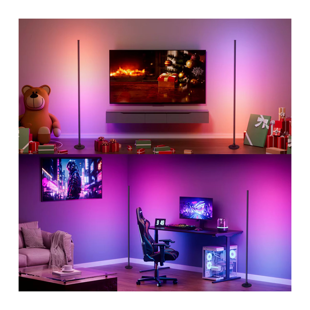 Aogled RGBICB LED-Stehlampe in Bunt, moderne Ambientebeleuchtung mit App- und Fernbedienung-Steuerung für Zuhause und Büro - Bild 2