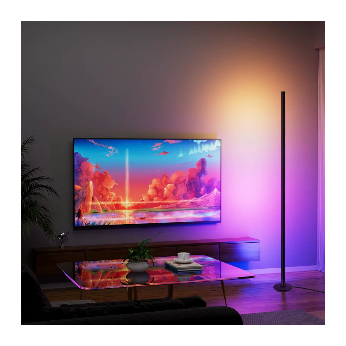 Aogled RGBICB LED-Stehlampe in Bunt, moderne Ambientebeleuchtung mit App- und Fernbedienung-Steuerung für Zuhause und Büro - Bild 4