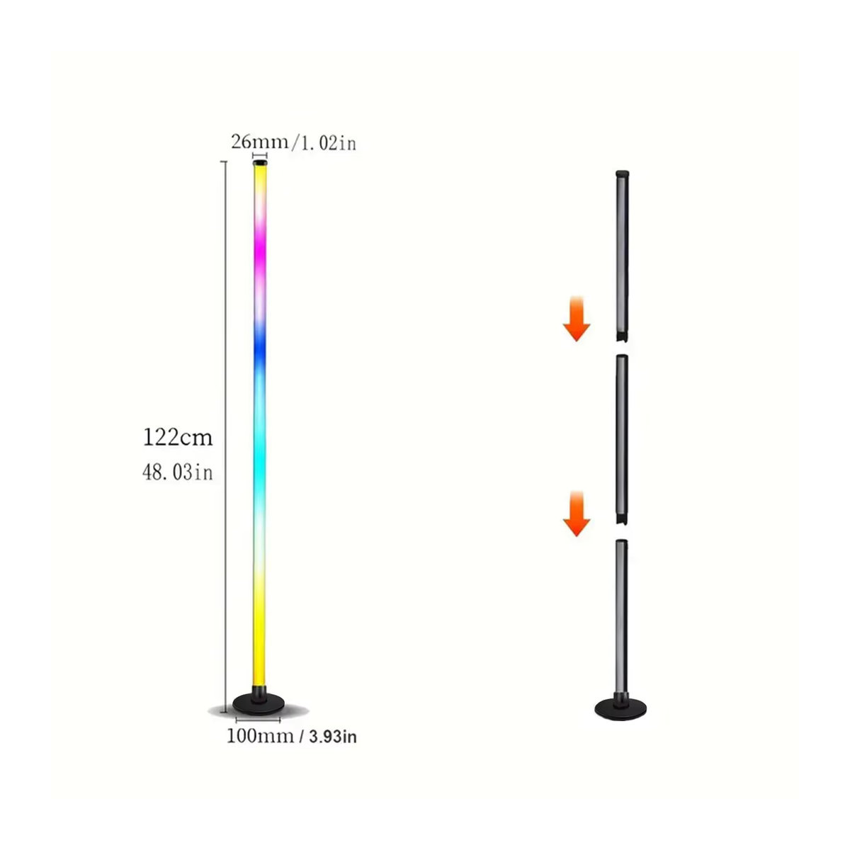 Aogled RGBICB LED-Stehlampe in Bunt, moderne Ambientebeleuchtung mit App- und Fernbedienung-Steuerung für Zuhause und Büro - Bild 6