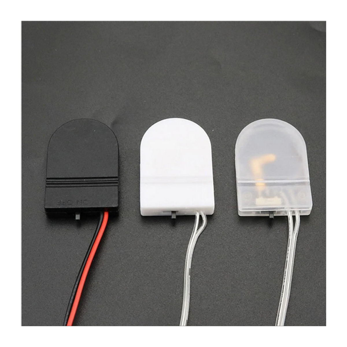 AOKIN 5er Set CR2032 Knopfzellen Batteriehalter mit Ein/Aus-Schalter und Anschlusskabel in Schwarz oder Transparent - Bild 1