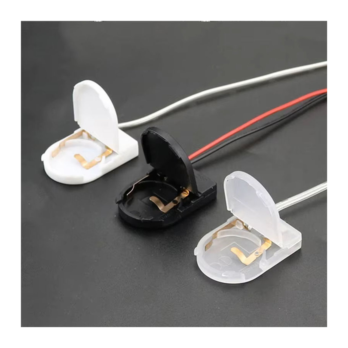 AOKIN 5er Set CR2032 Knopfzellen Batteriehalter mit Ein/Aus-Schalter und Anschlusskabel in Schwarz oder Transparent - Bild 4