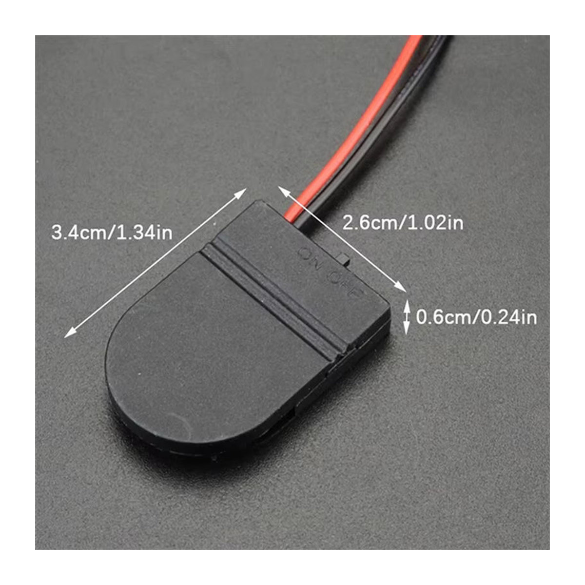 AOKIN 5er Set CR2032 Knopfzellen Batteriehalter mit Ein/Aus-Schalter und Anschlusskabel in Schwarz oder Transparent - Bild 5
