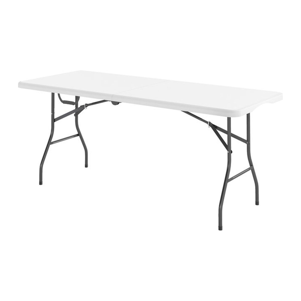 Aosom Gartentisch klappbar aus Metall und Kunststoff in Weiß und Grau, B/T/H: 74 x 74 x 180 cm - Bild 1