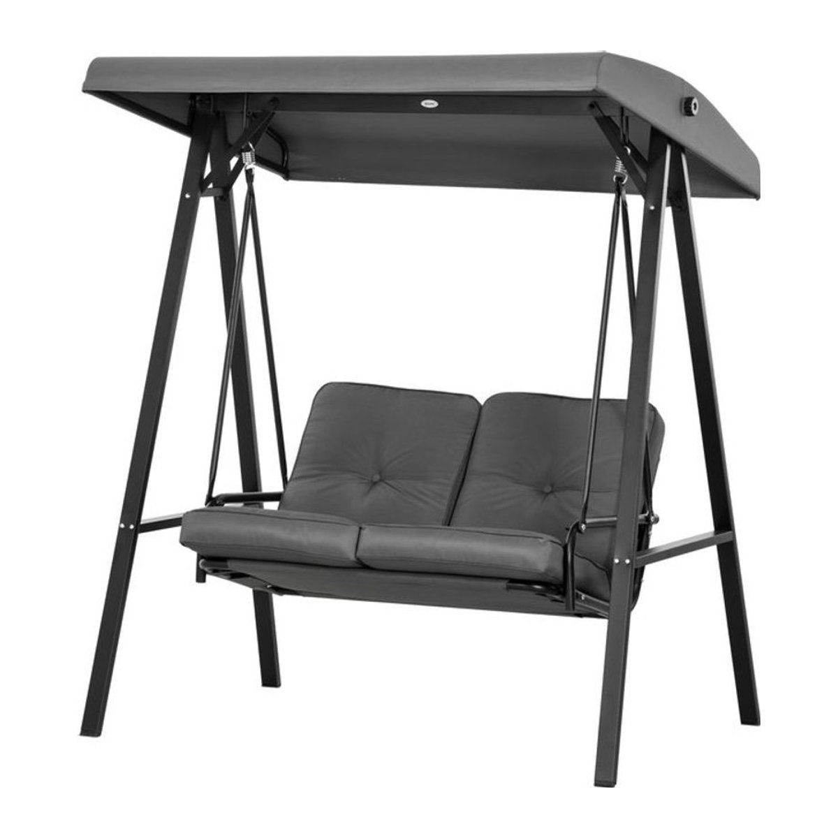 Aosom Hollywoodschaukel 2-Sitzer mit verstellbarem Dach und Kissen, Anthrazit, B/T/H: 145 x 116 x 172 cm - Bild 1
