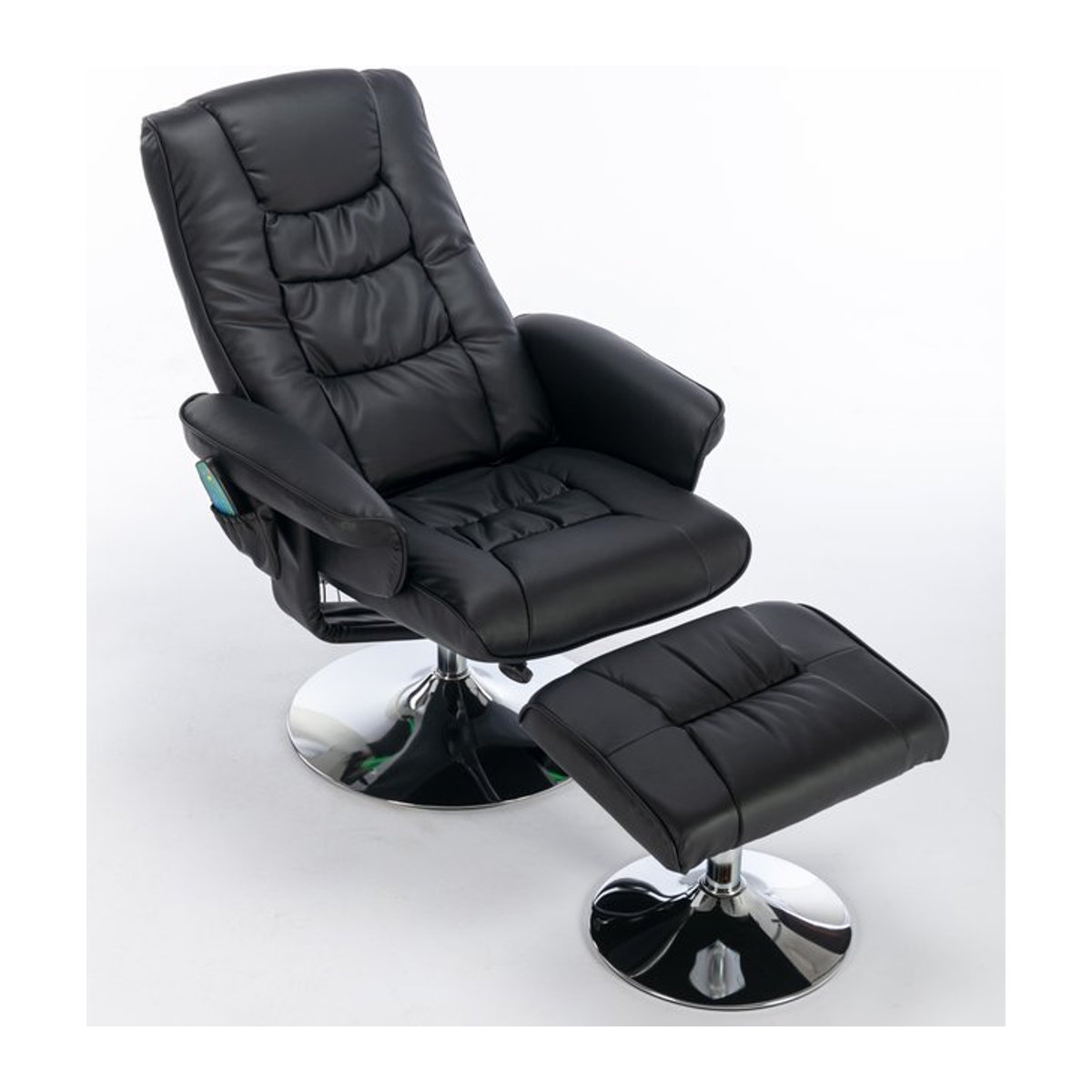 Aosom Massagesessel mit 5-Punkt-Massage, Heizfunktion und Ottomane, 360 Grad drehbar, PU-Leder, Schwarz, B/T/H: 79 x 79 x 106 cm - Bild 1