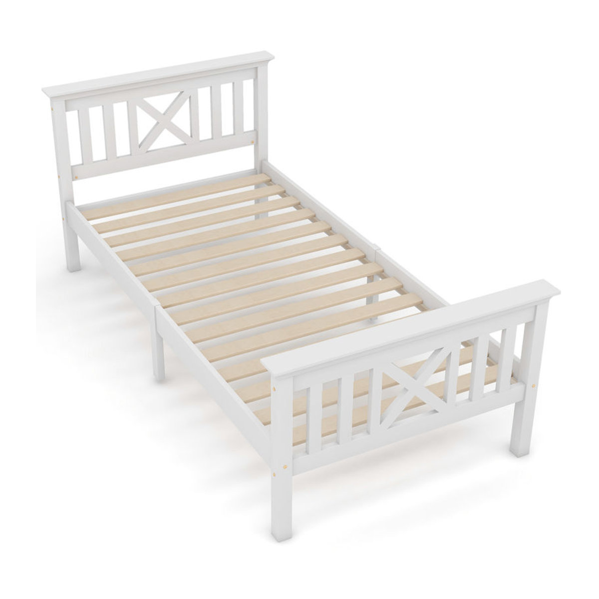 Aosom Minimalistisches Einzelbett mit Stauraum aus Kiefer und Holzwerkstoff in Weiß, B/T/H: 90 x 200 x 208 cm - Bild 2