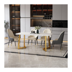 Aosom Moderner Luxus Esstisch Rechteckig mit Marmoroptik und vergoldeten Metallbeinen in Weiß B/T/H: 117 x 68 x 75 cm