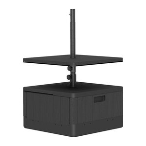 Aosom Outsunny 3 in 1 Sonnenschirmständer Schwarz aus Metall und Kunststoff mit Rollen, Tischplatte und Bepflanzfunktion für Sonnenschirme Ø38/48 mm, B/H/L: 53 x 45 x 53 cm