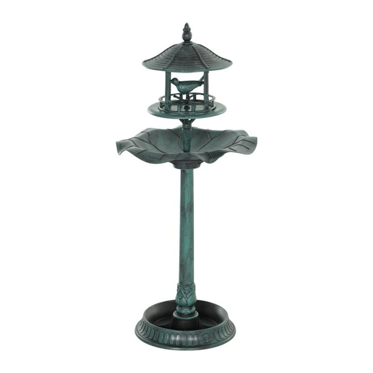 Aosom Outsunny 3-in-1 Vogelbad und Vogeltränke mit Blumenkübel, Farbe Grün-Grau, Durchmesser: 50 cm, Höhe: 113 cm - Bild 1