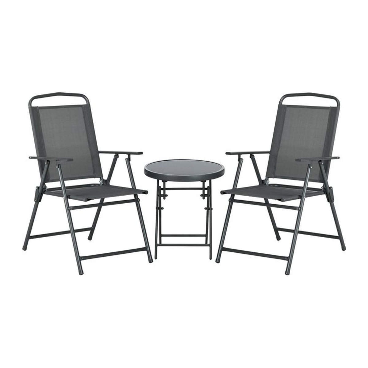 Aosom Outsunny Gartenmöbel-Set aus Metall und Glas in Anthrazit mit Mesh-Stoff, modern gestaltet - Bild 1