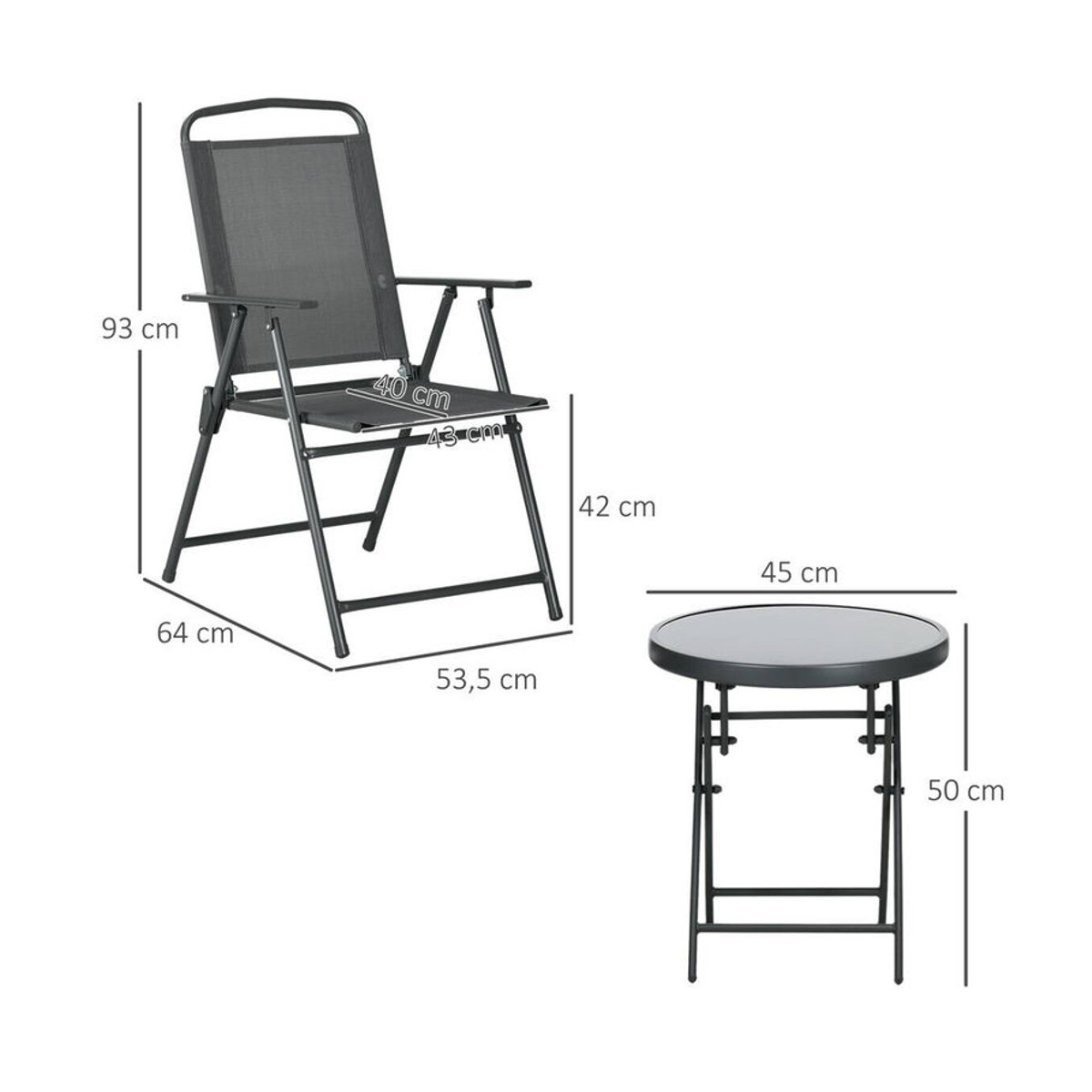 Aosom Outsunny Gartenmöbel-Set aus Metall und Glas in Anthrazit mit Mesh-Stoff, modern gestaltet - Bild 5