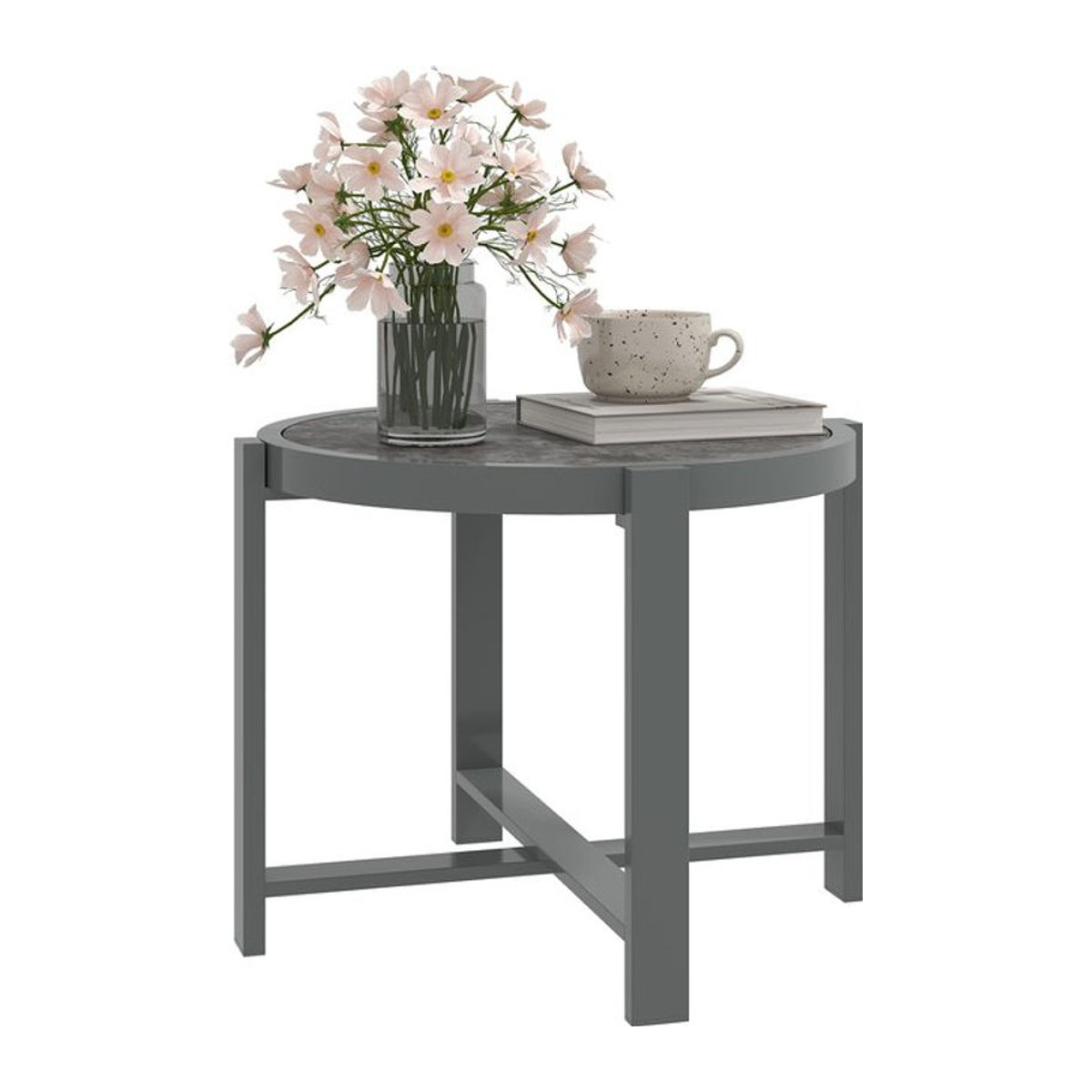Aosom Outsunny Gartentisch Modern aus Aluminium und Glas in Grau B/H/L: 60 x 46 x 60 cm - Bild 1