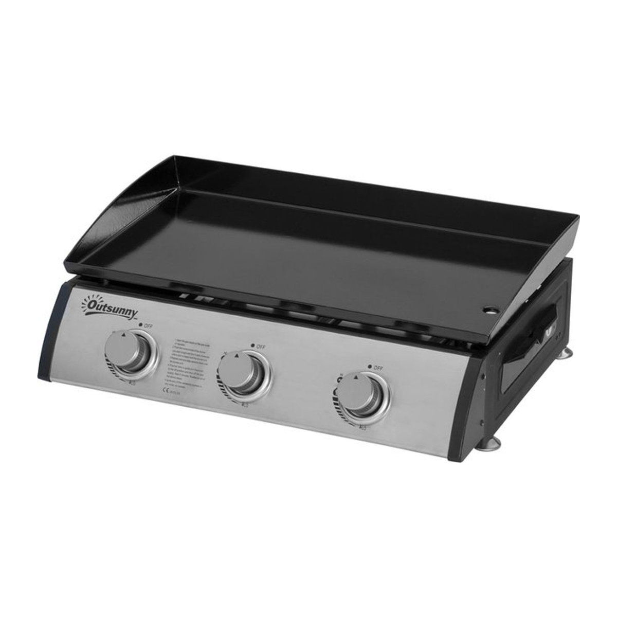 Aosom Outsunny Gasgrill aus Edelstahl und Metall mit 3 Brennern, Schwarz/Silber, B/H/L: 48 x 21 x 63 cm - Bild 1