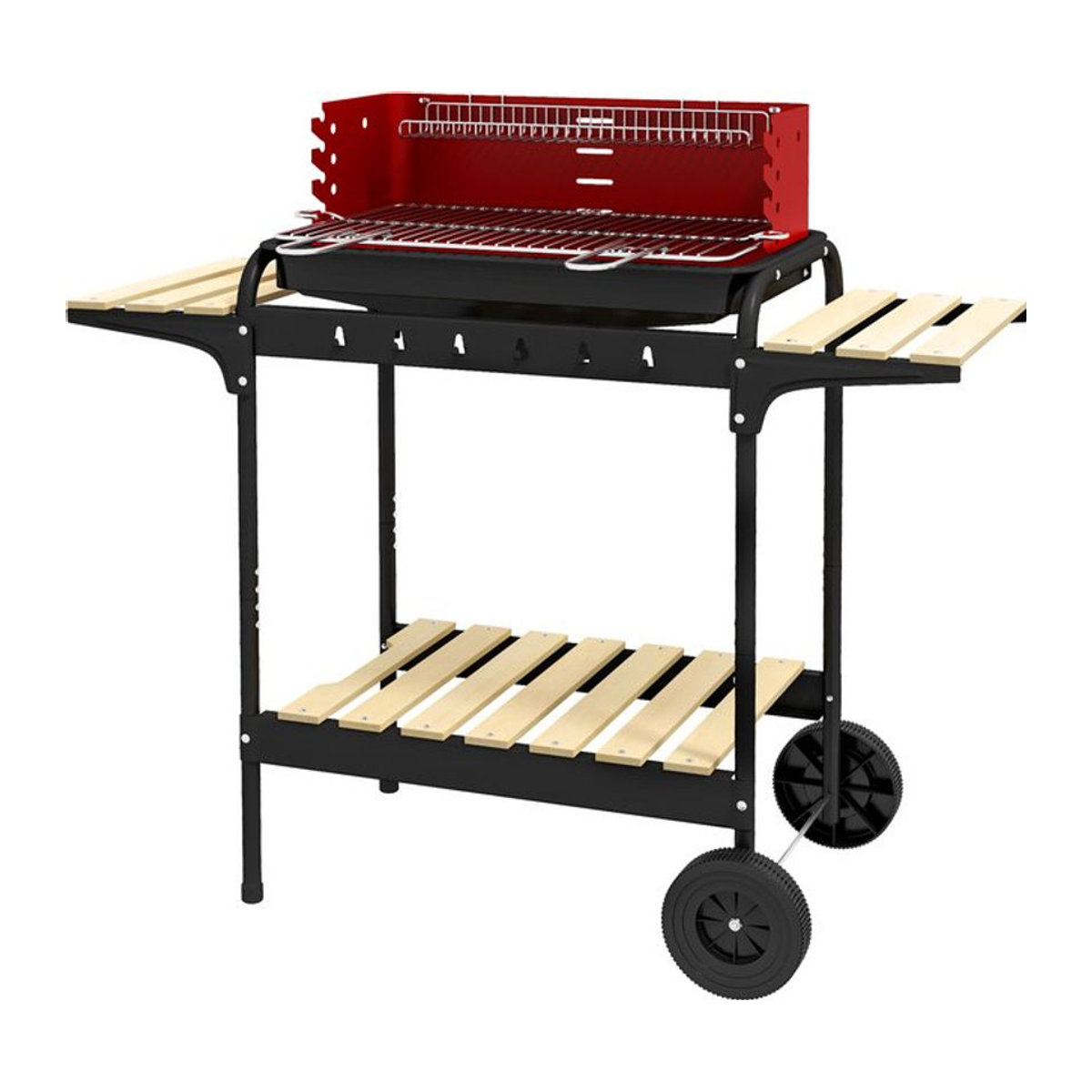 Aosom Outsunny Holzkohlegrill aus Metall mit Rädern und Holzablage, B/T/H: 103 x 47 x 95 cm - Bild 1