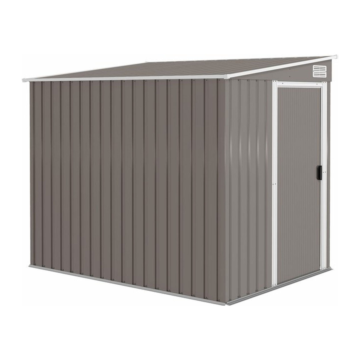 Aosom Outsunny Metall Gerätehaus mit Pultdach und Schiebetür, wetterfestes Gartenhaus aus Stahl in Grau, B/T/H: 154 x 206,5 x 181 cm - Bild 1
