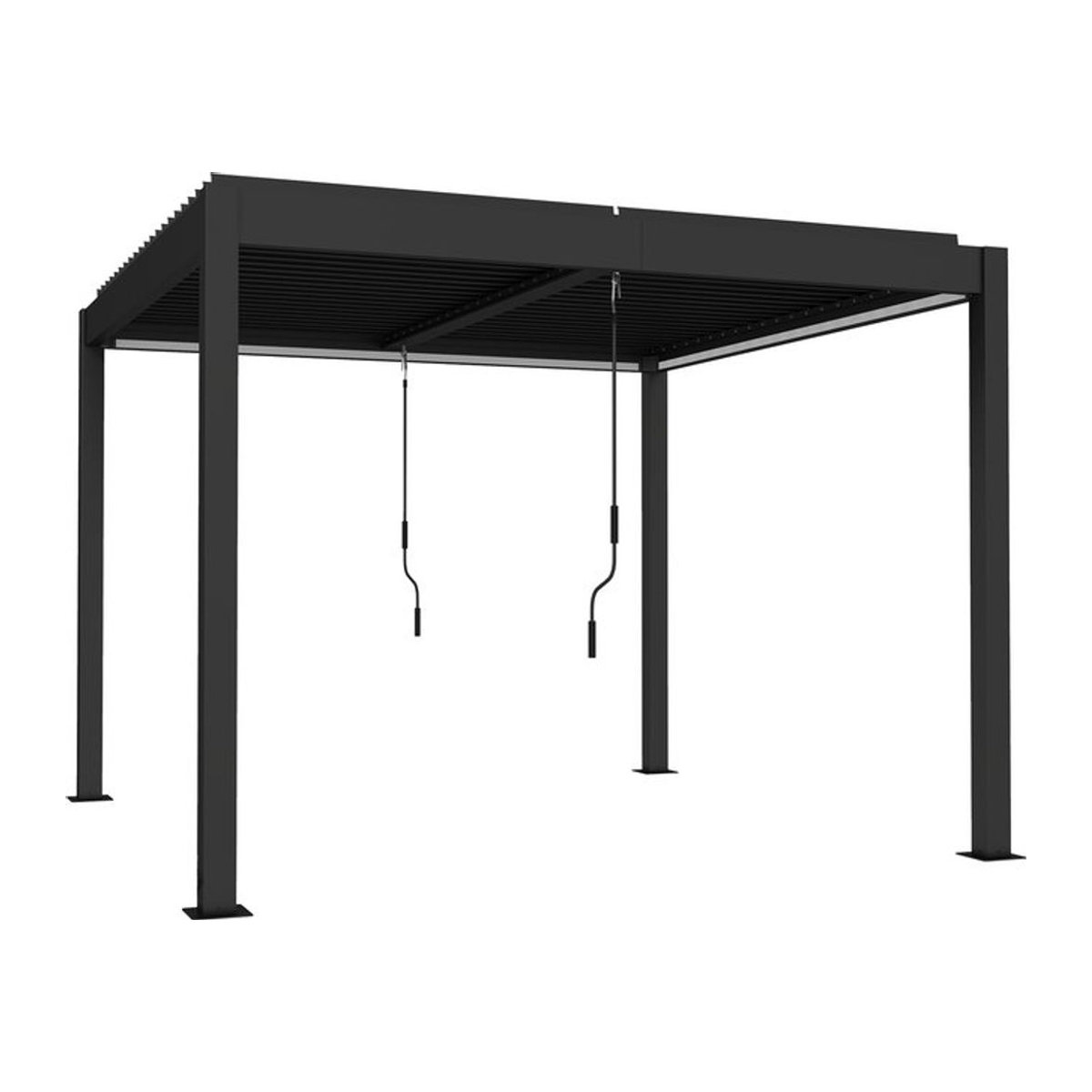 Aosom Outsunny Pergola aus Aluminium mit verstellbarem Lamellendach und LED-Beleuchtung, Terrassenüberdachung mit Entwässerungsrinnen, Anthrazit, 3 x 3 m - Bild 1