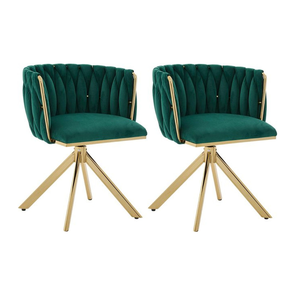 Aosom Set aus 2 moderne Velours-Drehstühle in Smaragdgrün mit 180 Grad Schwenkfunktion und ergonomischer Rückenunterstützung B/T/H: 56 x 50 x 70 cm - Bild 1