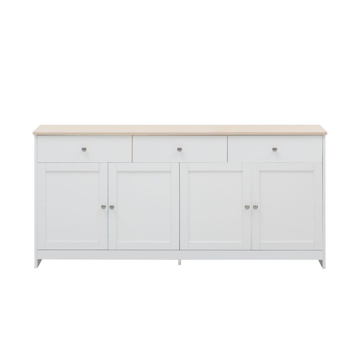 Aosom Sideboard im Landhausstil in Weiss mit Holzmaserung, 4 Türen und 3 Schubladen, Breite: 160 cm - Bild 2