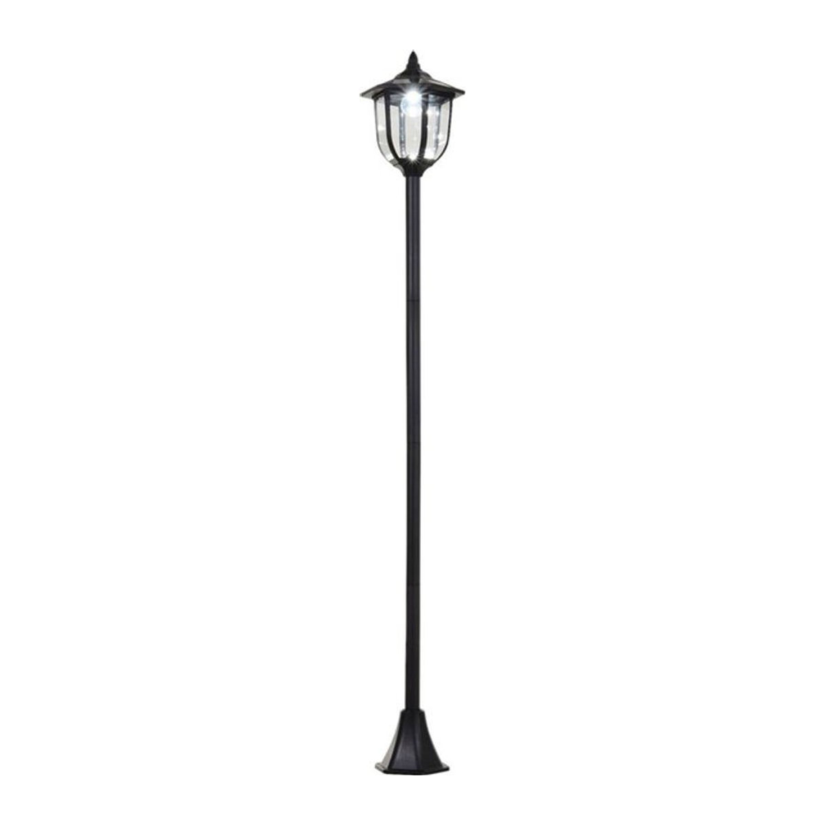 Aosom Solar-Gartenlaterne mit warmweißem LED-Licht in Schwarz aus Kunststoff und Edelstahl, Höhe: 177 cm, Durchmesser: 27 cm - Bild 1