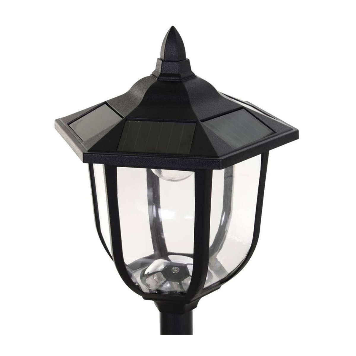 Aosom Solar-Gartenlaterne mit warmweißem LED-Licht in Schwarz aus Kunststoff und Edelstahl, Höhe: 177 cm, Durchmesser: 27 cm - Bild 2