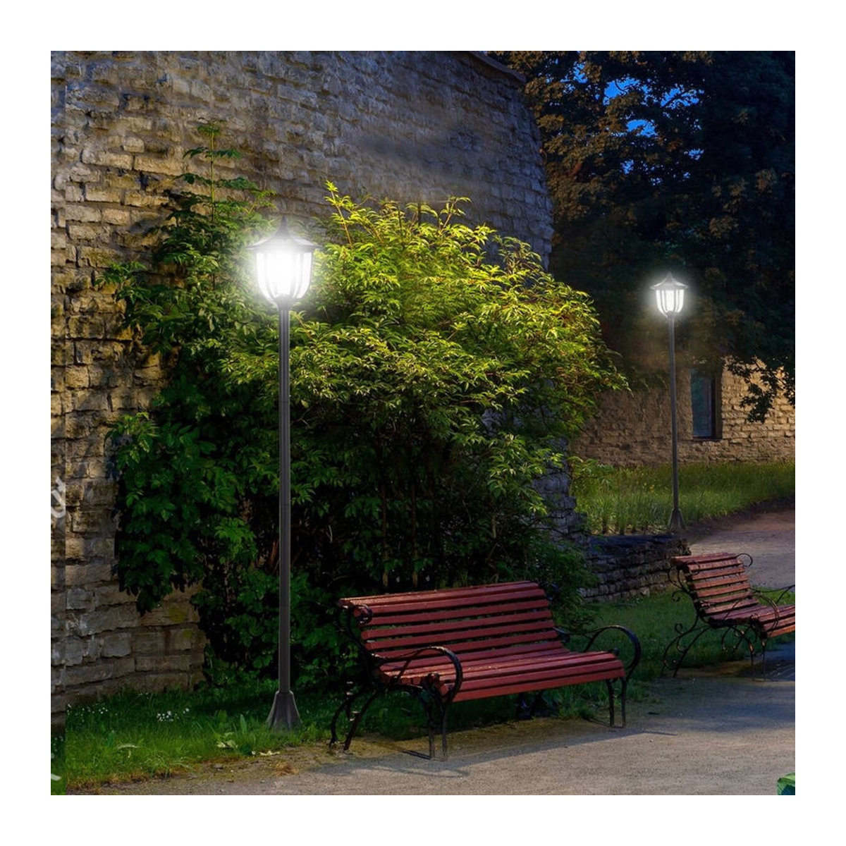 Aosom Solar-Gartenlaterne mit warmweißem LED-Licht in Schwarz aus Kunststoff und Edelstahl, Höhe: 177 cm, Durchmesser: 27 cm - Bild 4