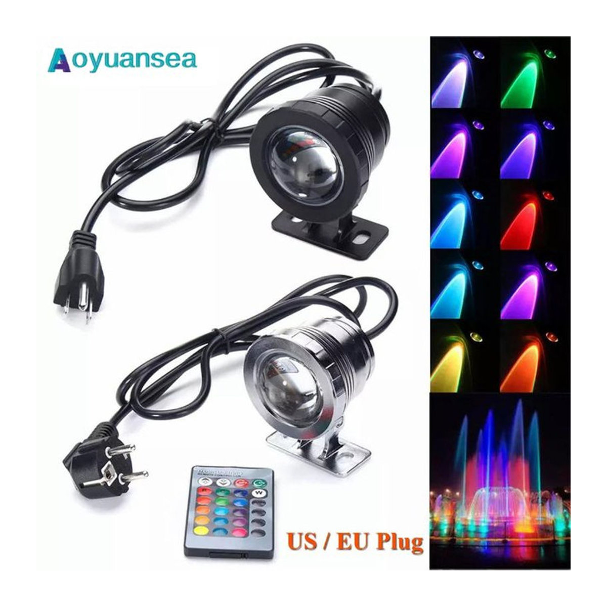 Aoyuansea RGB Unterwasser LED Strahler für Garten, Pool und Brunnen, 10W/15W, Farbe: RGB - Bild 1
