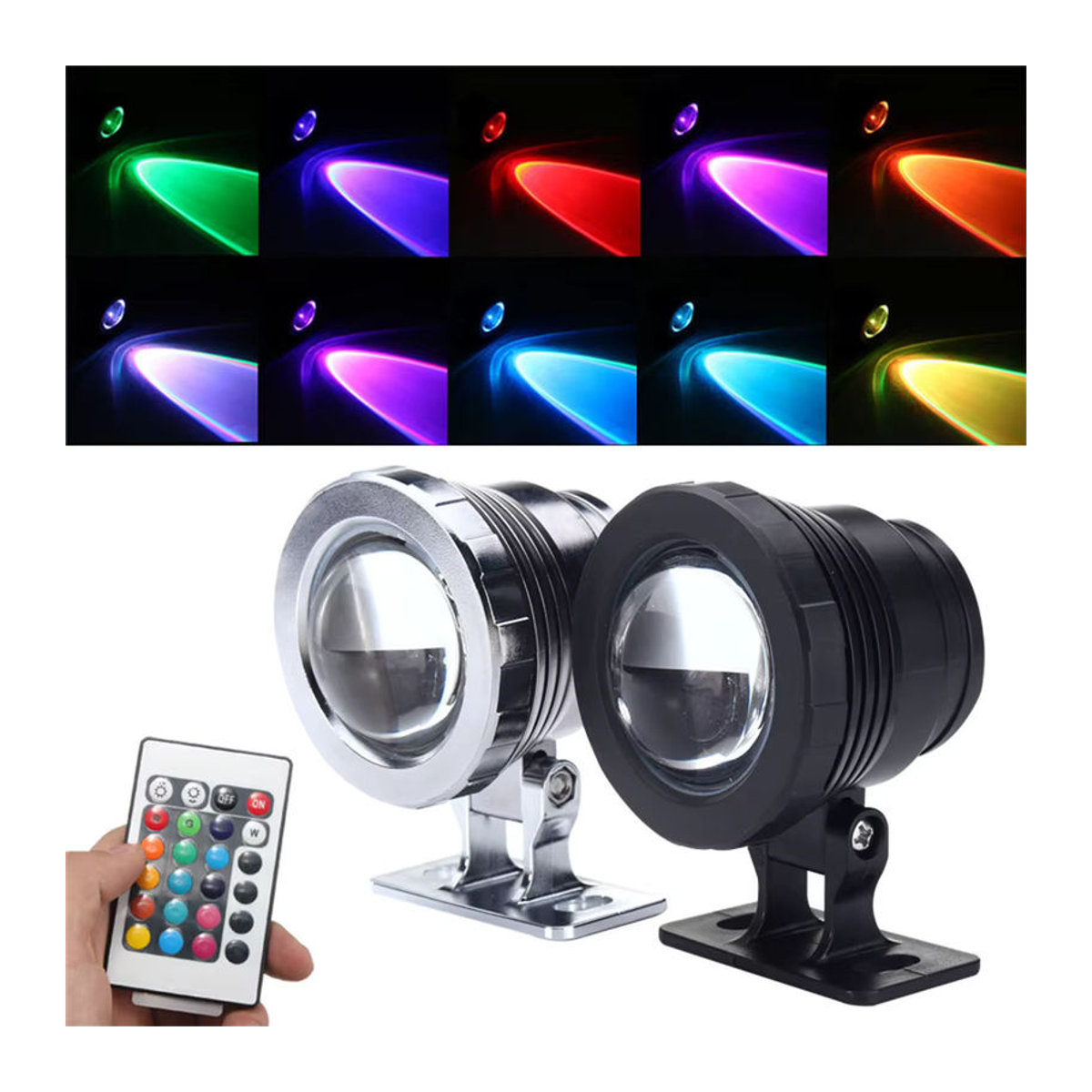 Aoyuansea RGB Unterwasser LED Strahler für Garten, Pool und Brunnen, 10W/15W, Farbe: RGB - Bild 2