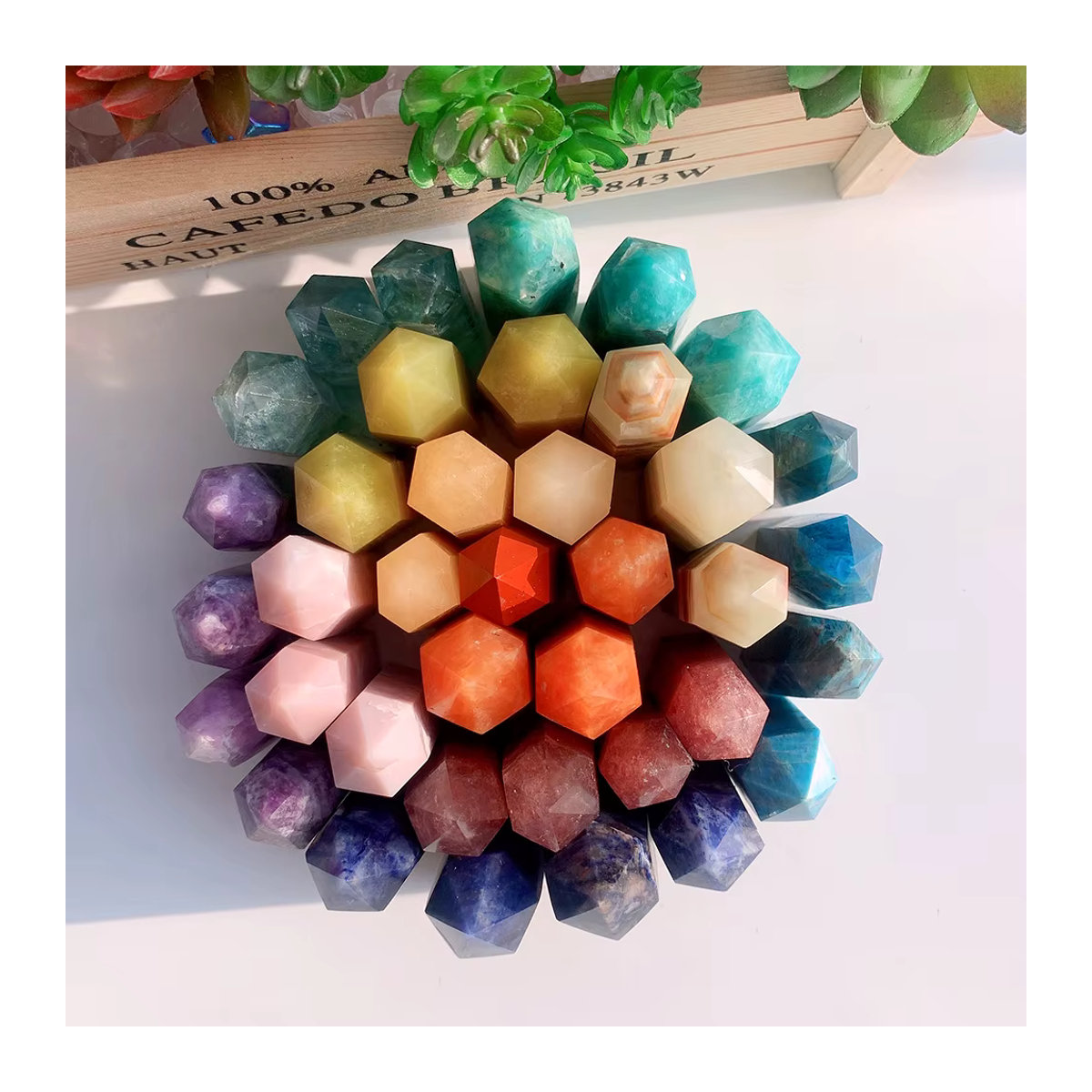 Apengshi Kristall Zauberstab aus Amethyst und Rosenquarz zur Energieheilung als Dekoration und Geschenk in Lila, Rosa, Blau und Mehrfarbig - Bild 2