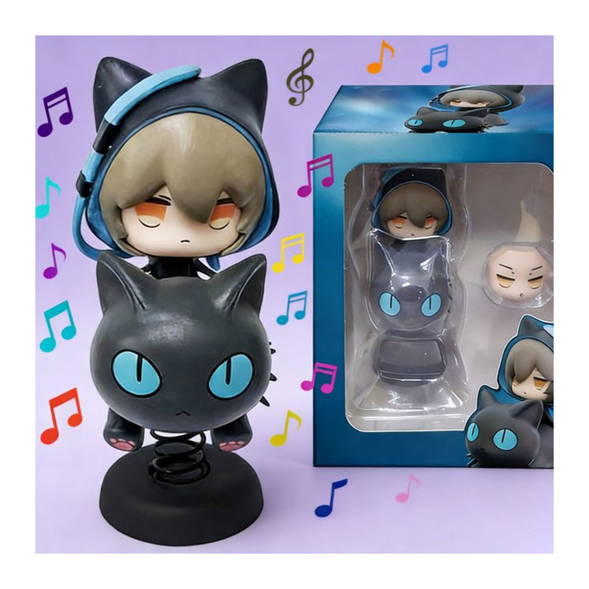 APEX-TOYS Arknights Happy Shake Phantom Q-Version Anime-Figur aus PVC in Schwarz, 10 cm Höhe - Bild 1