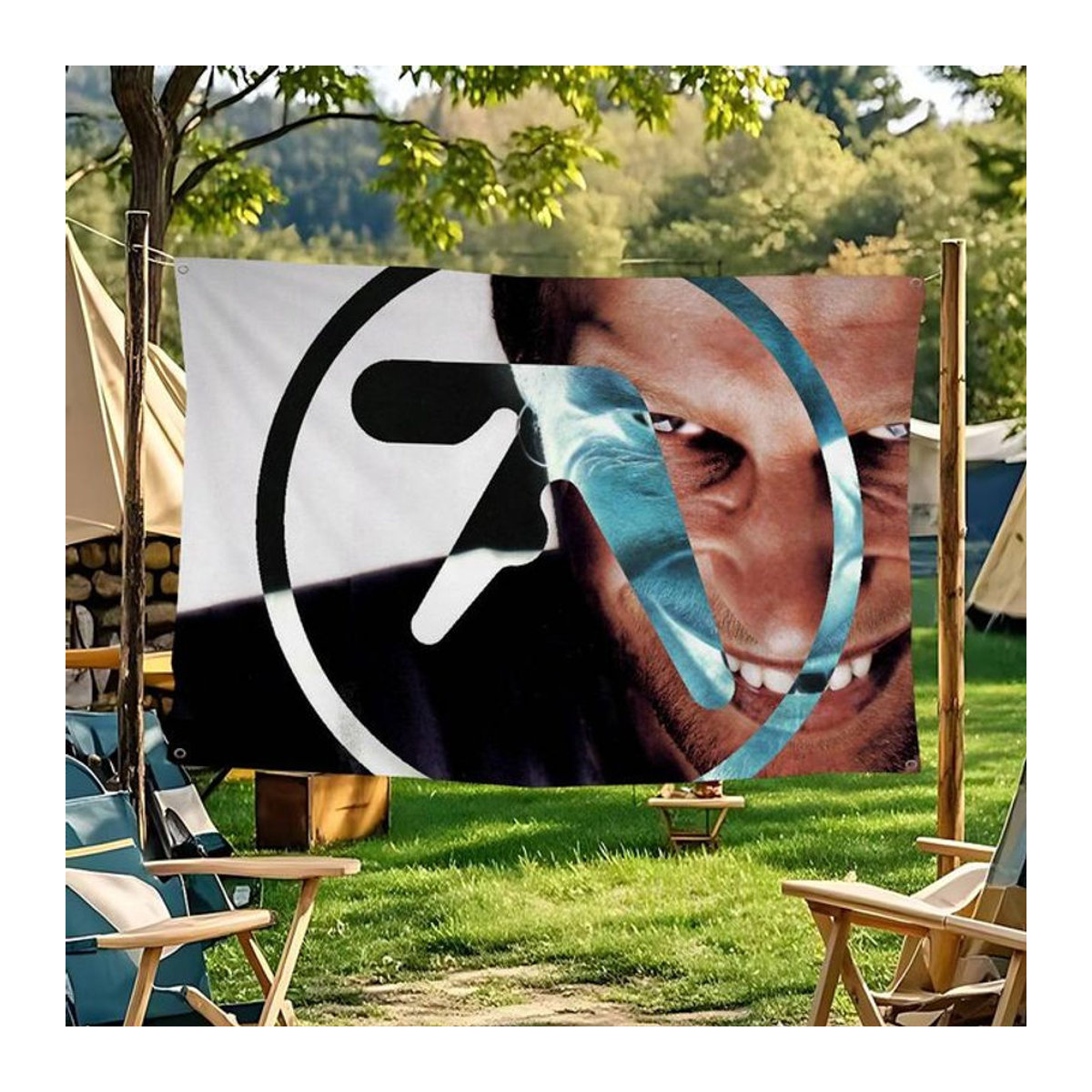 Aphex Twin Cartoon Wandbehang Mehrfarbig als abstrakte Textil-Flagge zur Dekoration für dein Zimmer - Bild 1