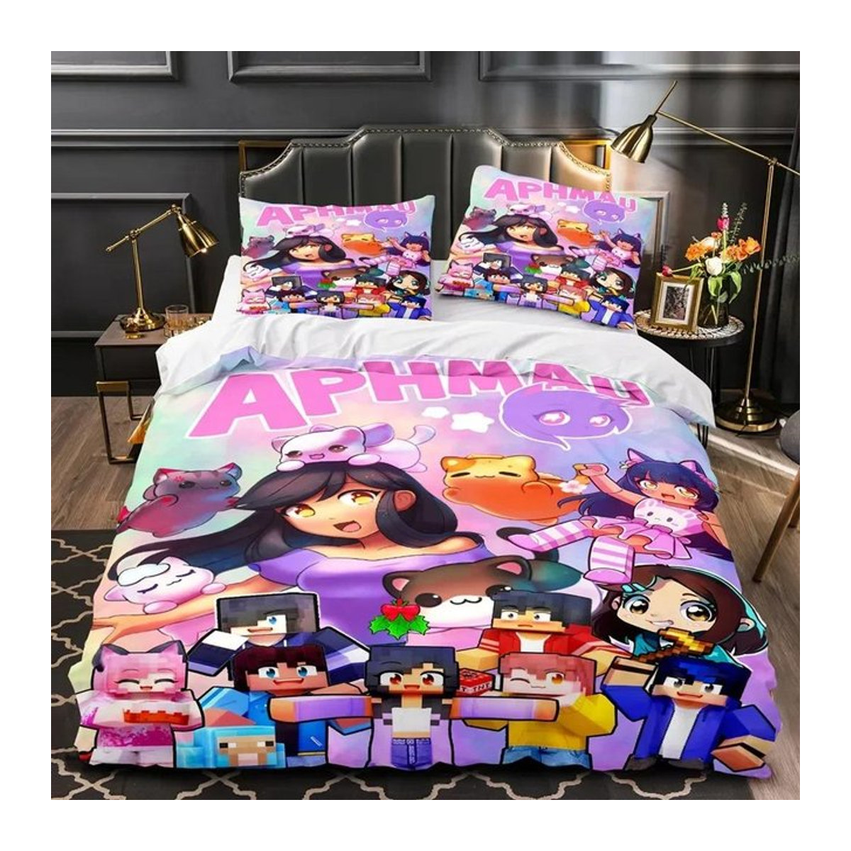 APHMAU Kawaii Anime Bettwäsche-Set mit 3D-Druck für Kinder und Erwachsene, mehrfarbig, B/H: 173 x 218 cm - Bild 1
