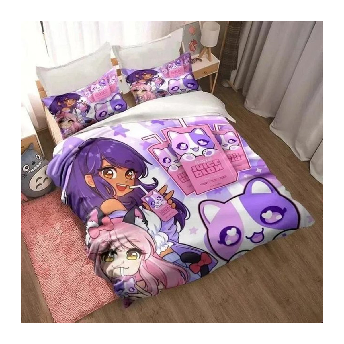 APHMAU Kawaii Bettwäsche-Set mit Kissenbezug und Bettdeckenbezug, mehrfarbig, 2-teilig - Bild 1